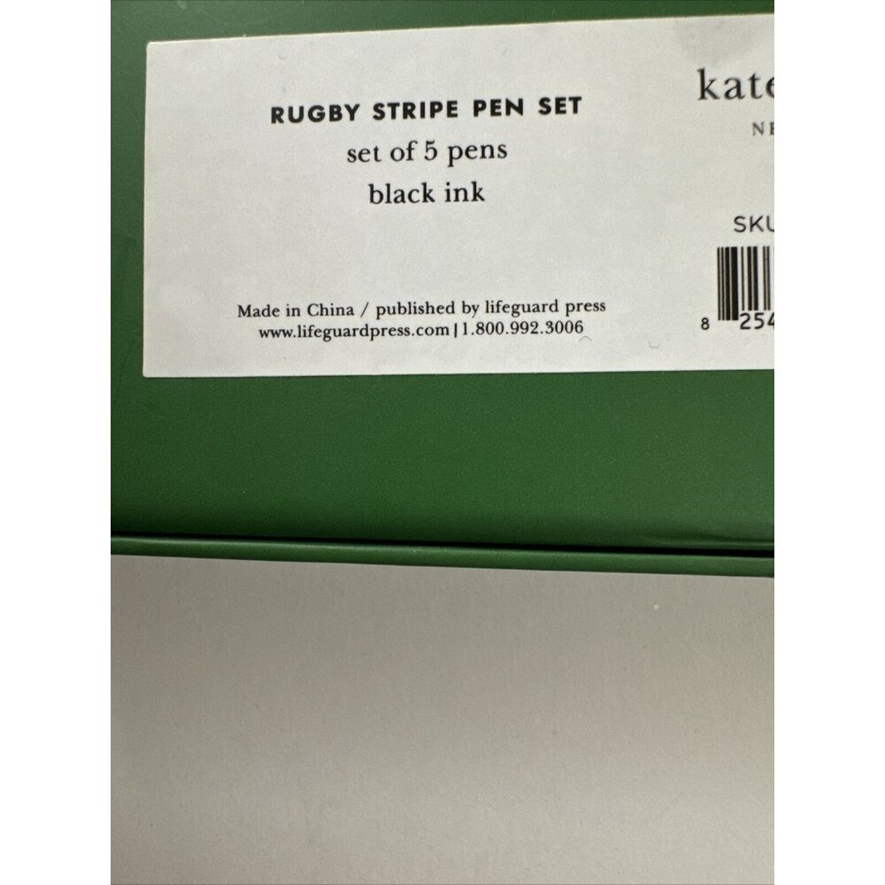 Kate Spade New York Rugby Stripe Pen Set Set of 5 Black Ink Pens New B30 - Picture 4 of 4